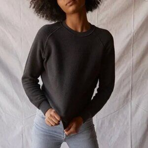 perfectwhitetee Ziggy Reverse Fleece Long Sleeve Crewneck in Vintage Black M